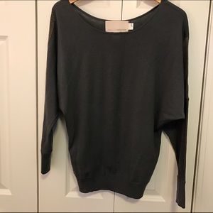 Rebecca Minkoff Asymmetrical Wool and Suede Sweater L